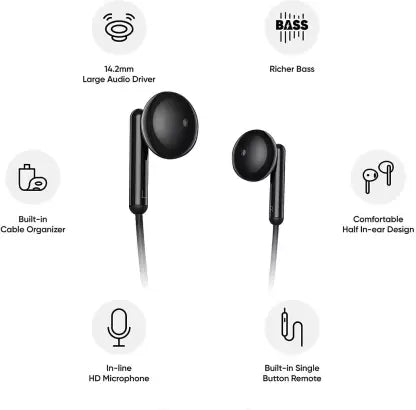 realme Buds Classic RMA2001 Wired Earphones with HD Microphone Wired Headset realme Buds Classic RMA2001 Wired Earphones with HD Microphone Wired Headset